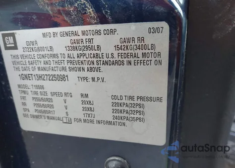 2007 Chevrolet Trailblazer Ss from USA, damaged, VIN 1GNET13H272250981